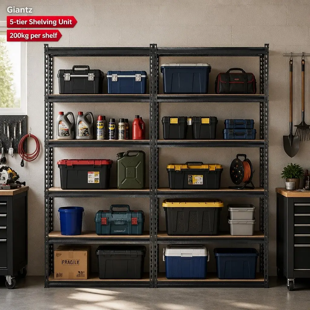 Heavy Duty 5-Tier Garage Shelving Unit 90x40x180cm Storage Rack Industrial
