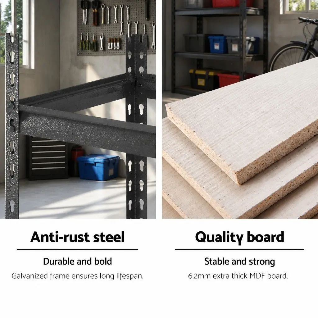 Heavy Duty 5-Tier Garage Shelving Unit 90x40x180cm Storage Rack Industrial