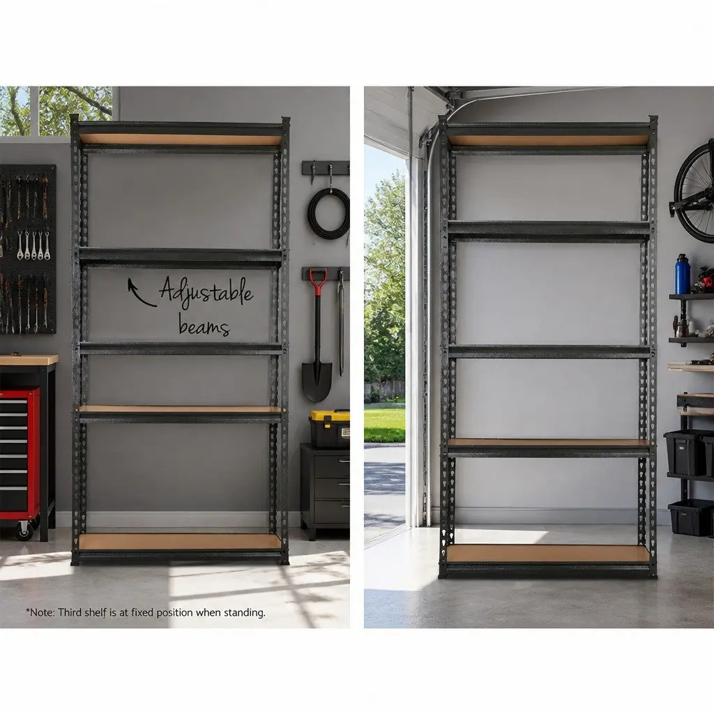 Heavy Duty 5-Tier Garage Shelving Unit 90x40x180cm Storage Rack Industrial