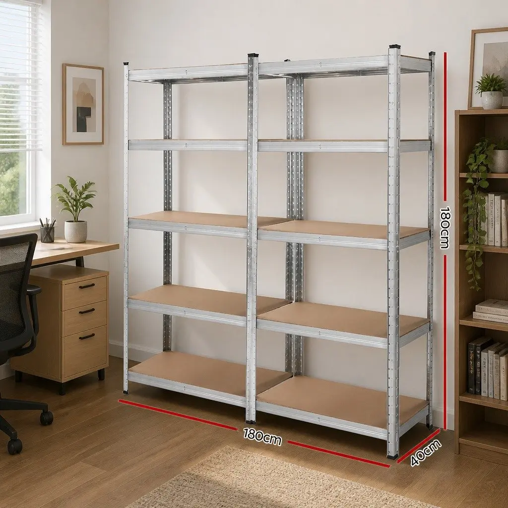 Garage Shelving Heavy Duty Adjustable 2 Pack 1.8M Silver