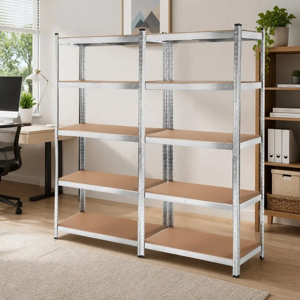Garage Shelving Heavy Duty Adjustable 2 Pack 1.8M Silver
