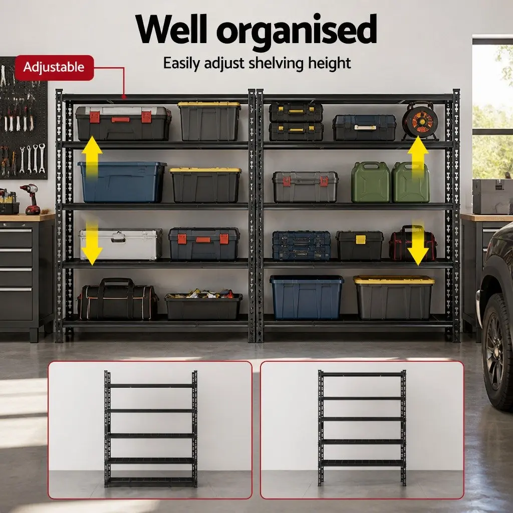 Heavy-Duty 5-Tier Steel Garage Storage Shelving Rack 1.8M