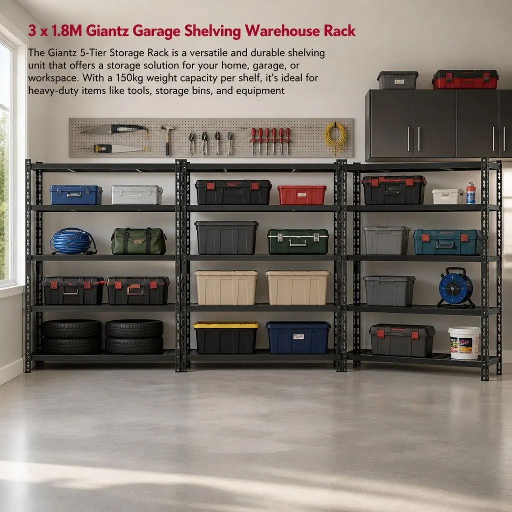 Storage Rack Heavy-Duty 5-Tier 1.2 x 0.4 x 1.8M Black