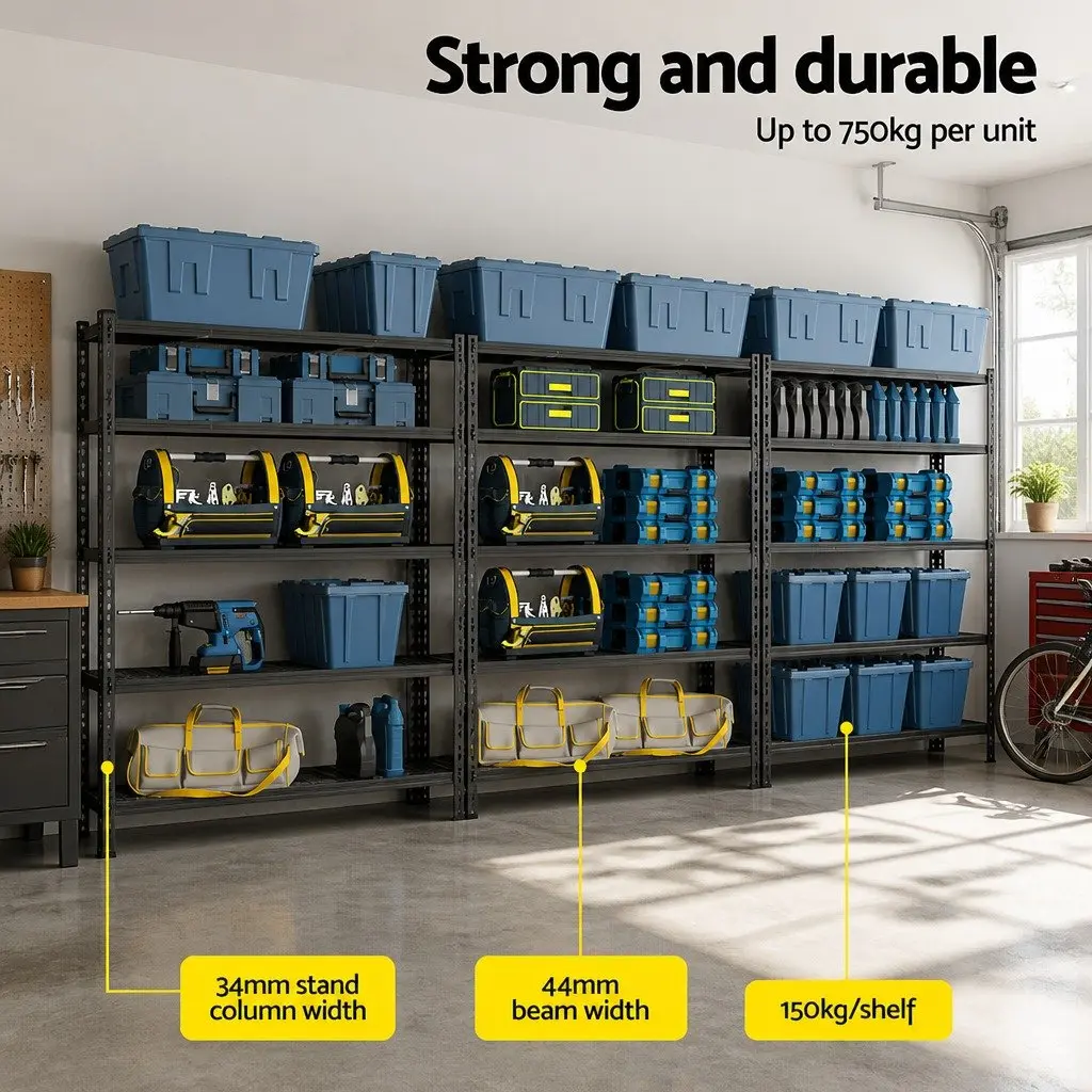 Storage Rack Heavy-Duty 5-Tier 1.2 x 0.4 x 1.8M Black