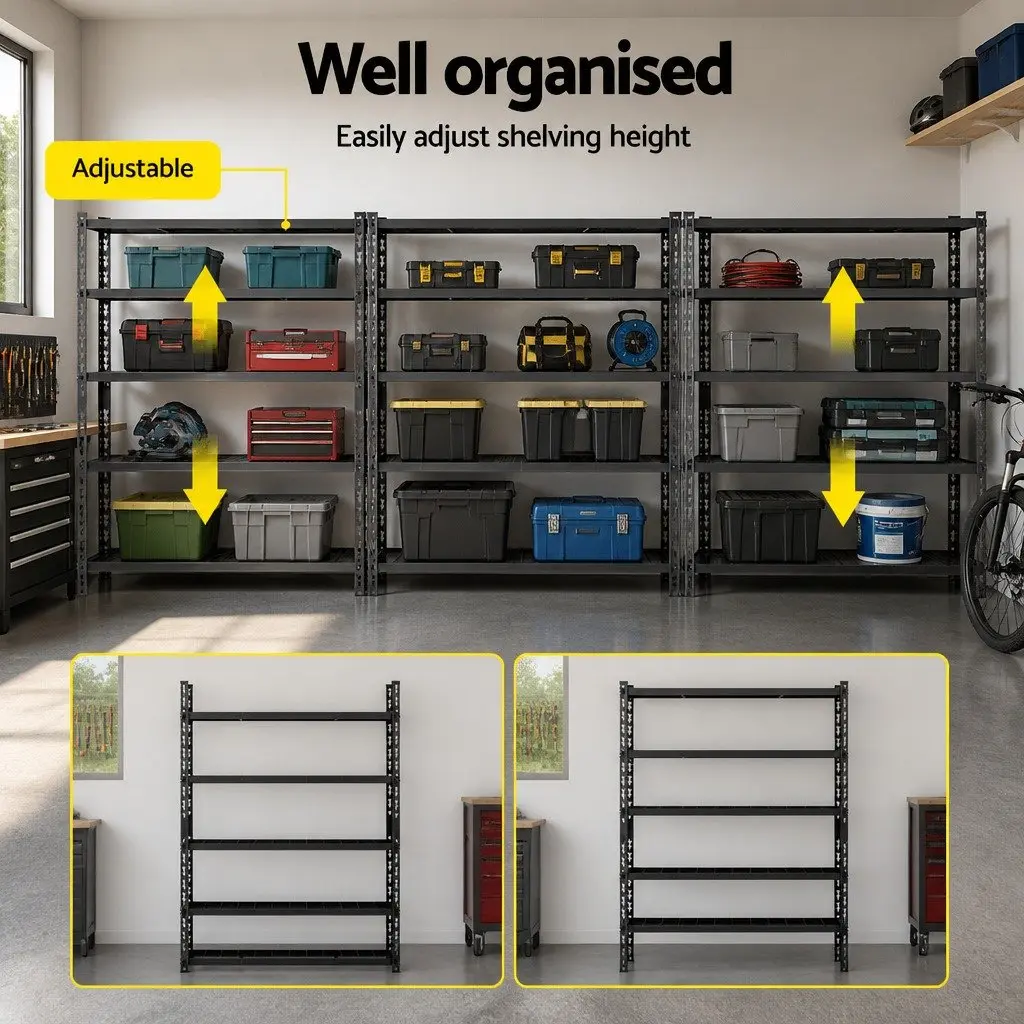 Storage Rack Heavy-Duty 5-Tier 1.2 x 0.4 x 1.8M Black