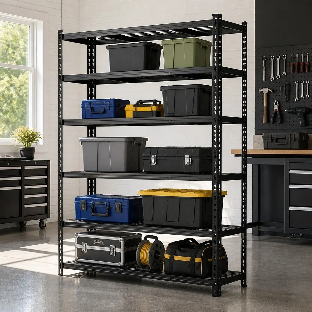 4 x 1.8M Heavy-Duty Steel Garage Shelving Warehouse Storage Rack Black 5-Tier