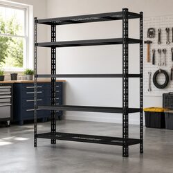 5-Tier Steel Storage Rack 180cm x 120cm x 40cm Garage Shelving Unit Black