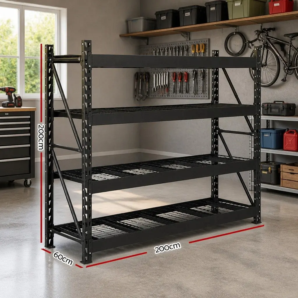 Black Garage Shelf Rack 2M x 2M
