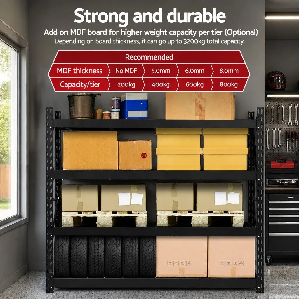 Black Garage Shelf Rack 2M x 2M