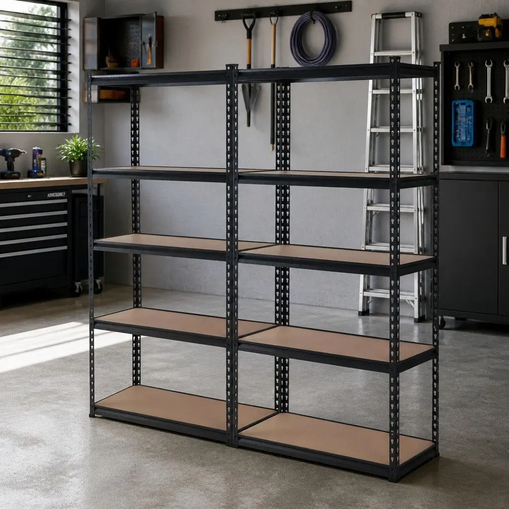 Storage Shelf Rack 2x1.5M Garage Warehouse Pallet Racking Unit Adjustable Black