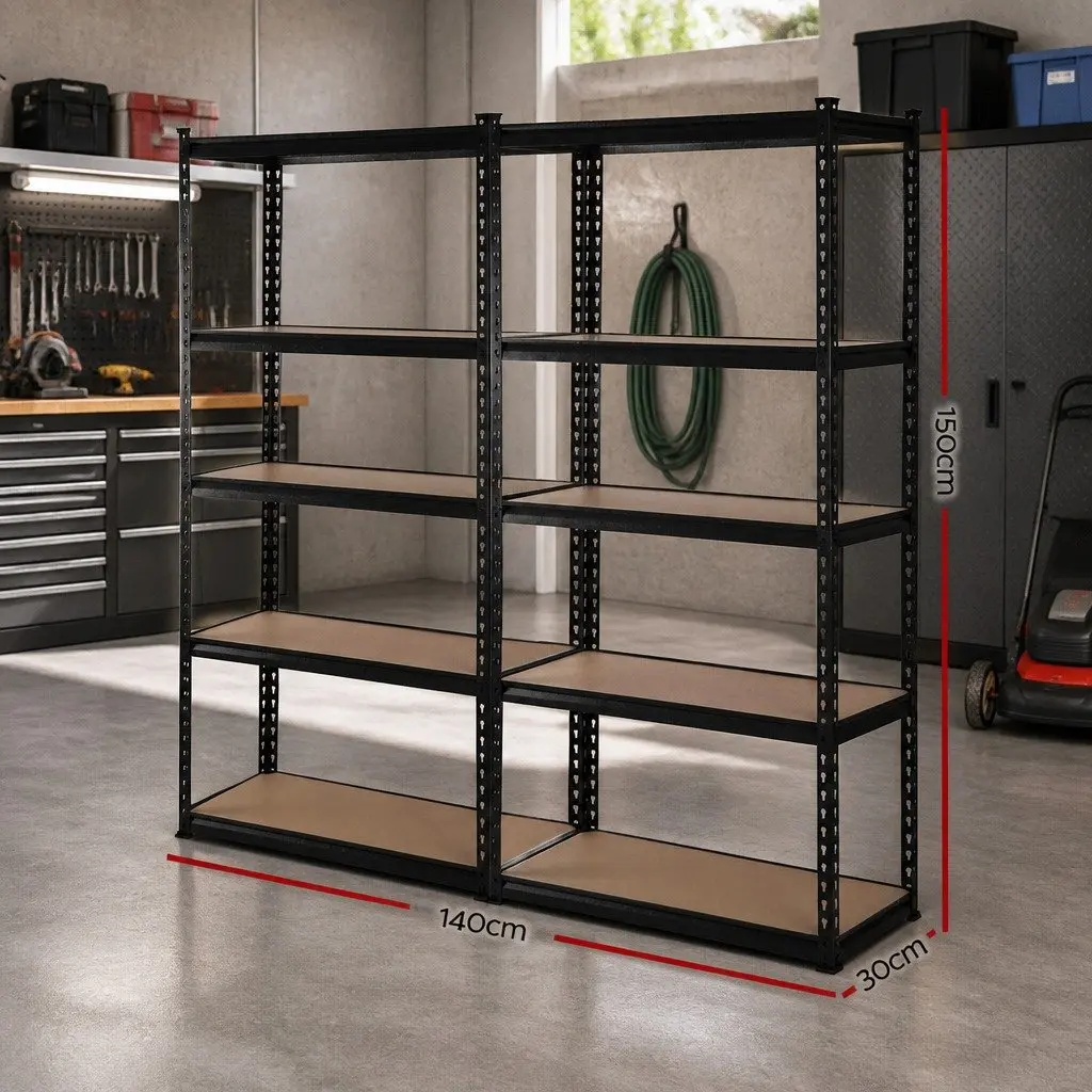 Storage Shelf Rack 2x1.5M Garage Warehouse Pallet Racking Unit Adjustable Black