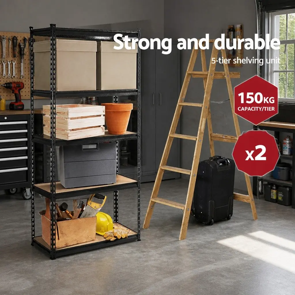 Storage Shelf Rack 2x1.5M Garage Warehouse Pallet Racking Unit Adjustable Black
