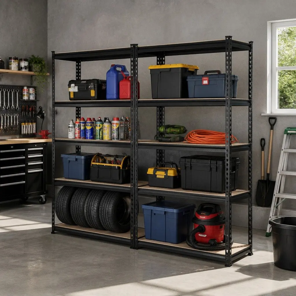 Storage Shelf Rack 2x1.5M Garage Warehouse Pallet Racking Unit Adjustable Black