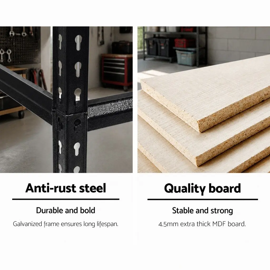 Garage Shelving Unit Boltless Adjustable Steel 70 x 30 x 150cm Black