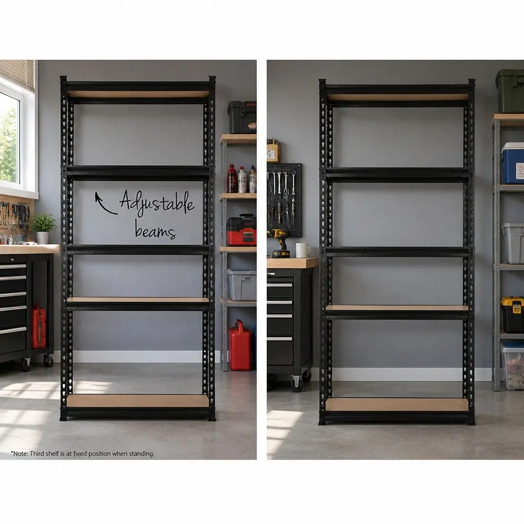 Garage Shelving Unit Boltless Adjustable Steel 70 x 30 x 150cm Black