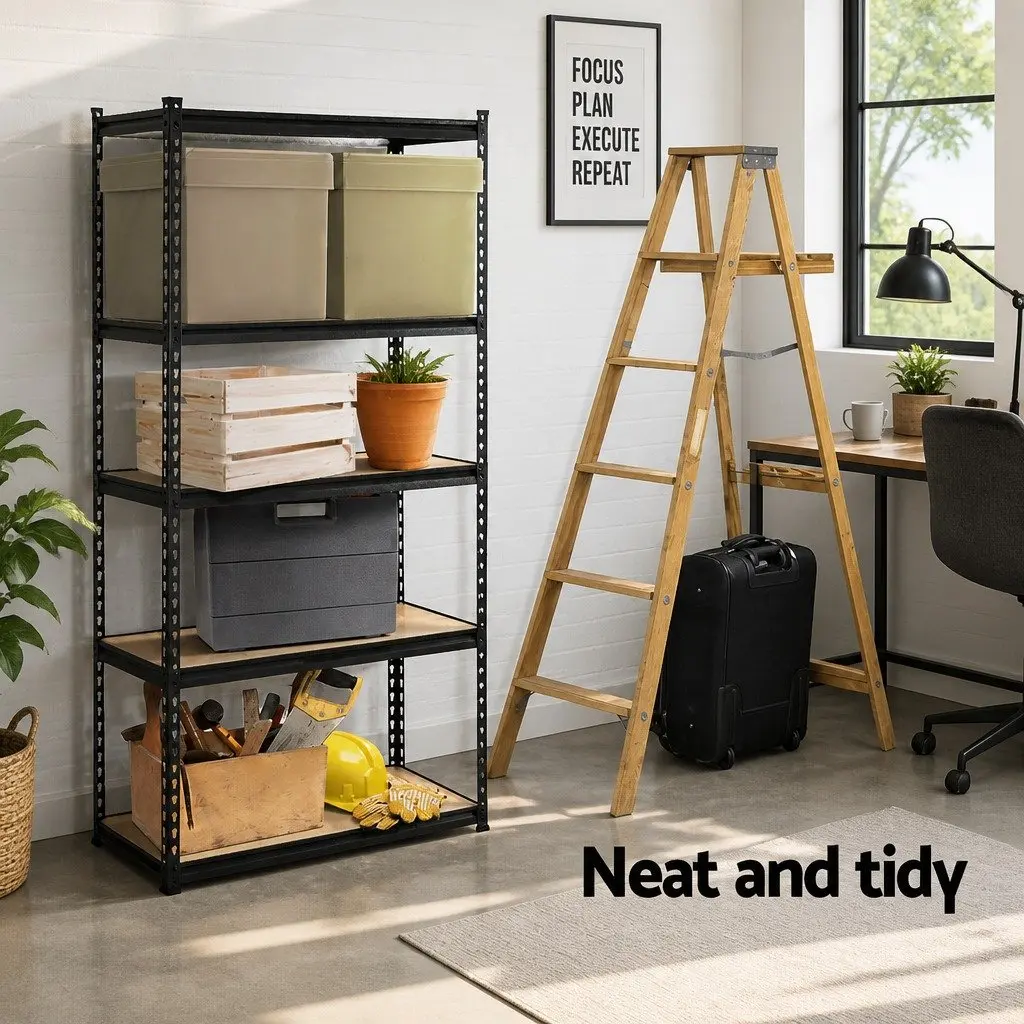 Garage Shelving Unit Adjustable Expandable 1.5M Black