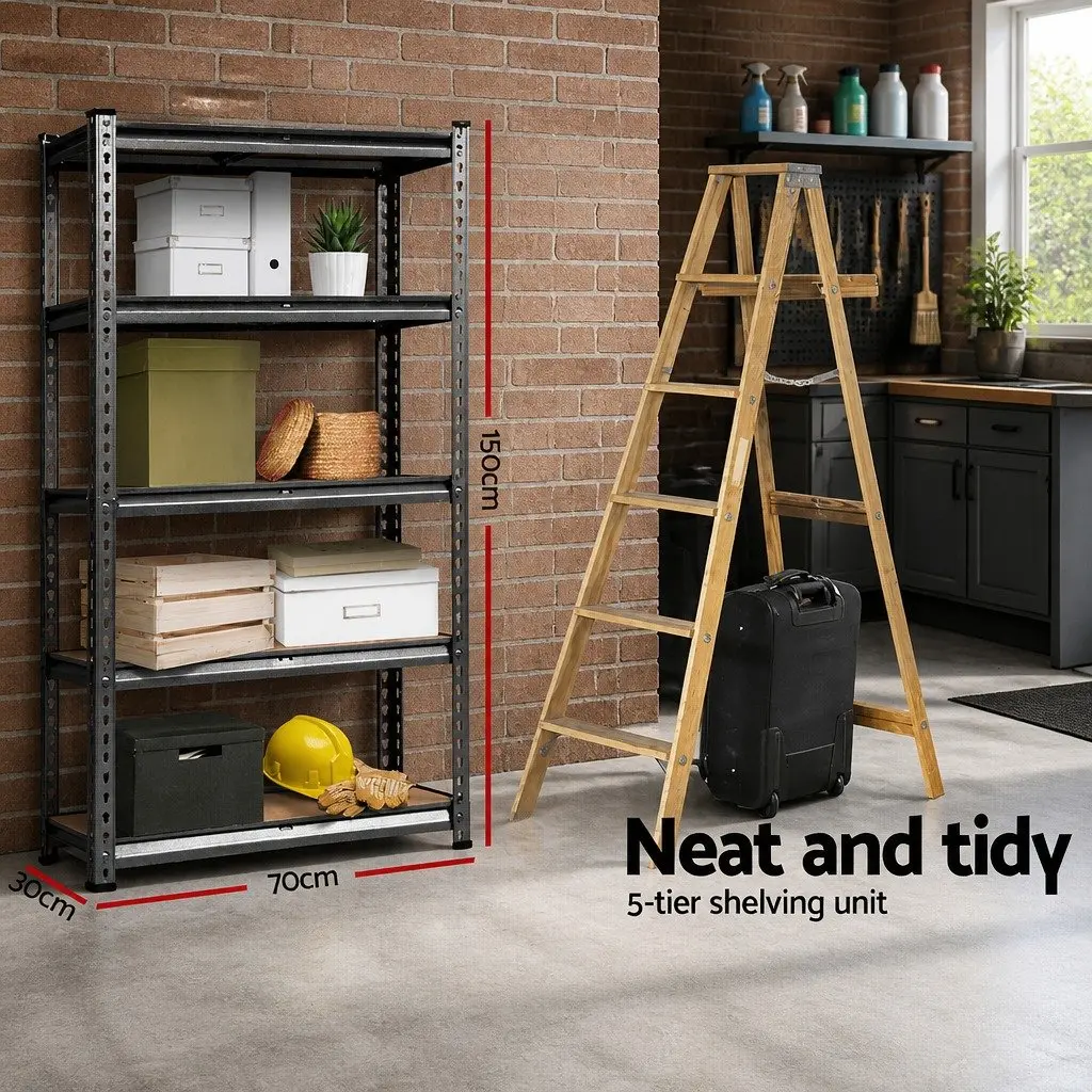 Steel Storage Shelf Rack Adjustable 2x1.5M Boltless Garage Shelving Unit