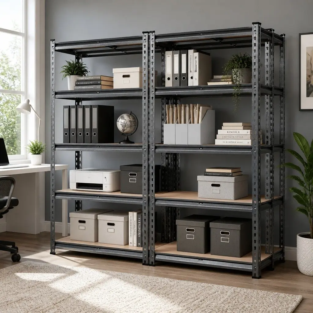 Garage Shelving Unit Adjustable Steel Storage Shelf 4x1.5M Charcoal