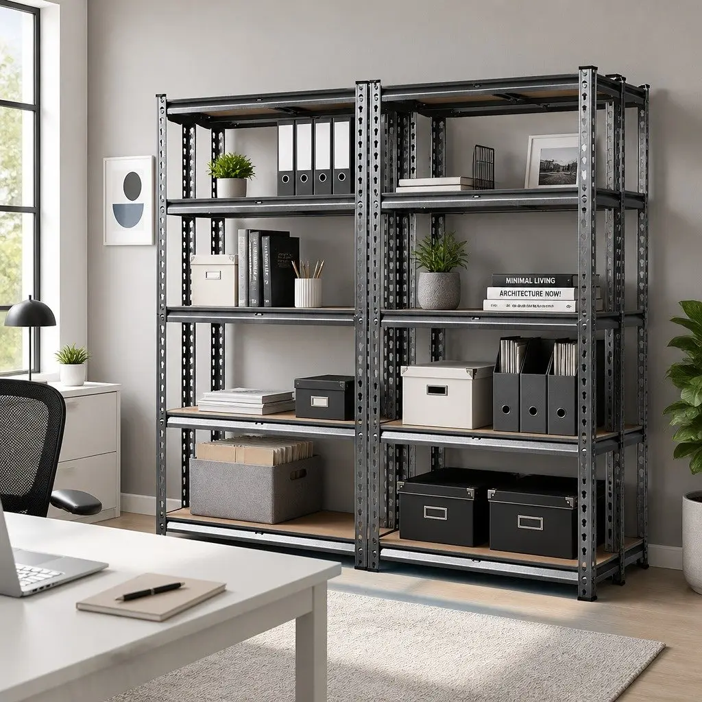 Garage Shelving Unit Adjustable Steel Storage Shelf 4x1.5M Charcoal