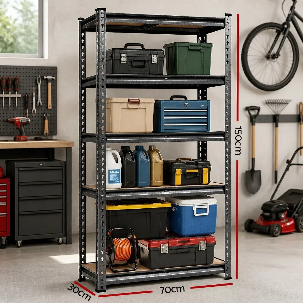 Garage Shelving Unit Adjustable 5 Tier Steel Storage Rack 70x30x150cm
