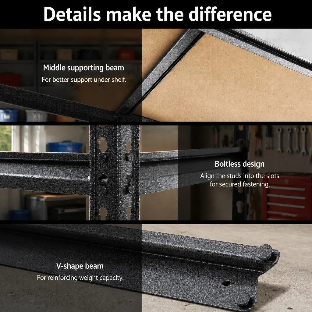 Garage Shelving Unit Adjustable 5 Tier Steel Storage Rack 70x30x150cm