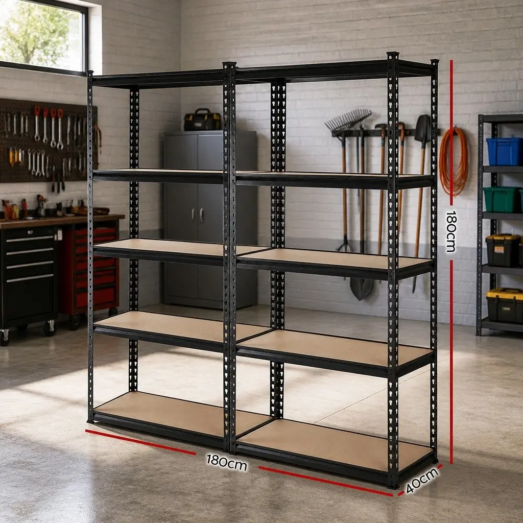 Garage Shelving Unit Adjustable Steel 90x40x180cm Black