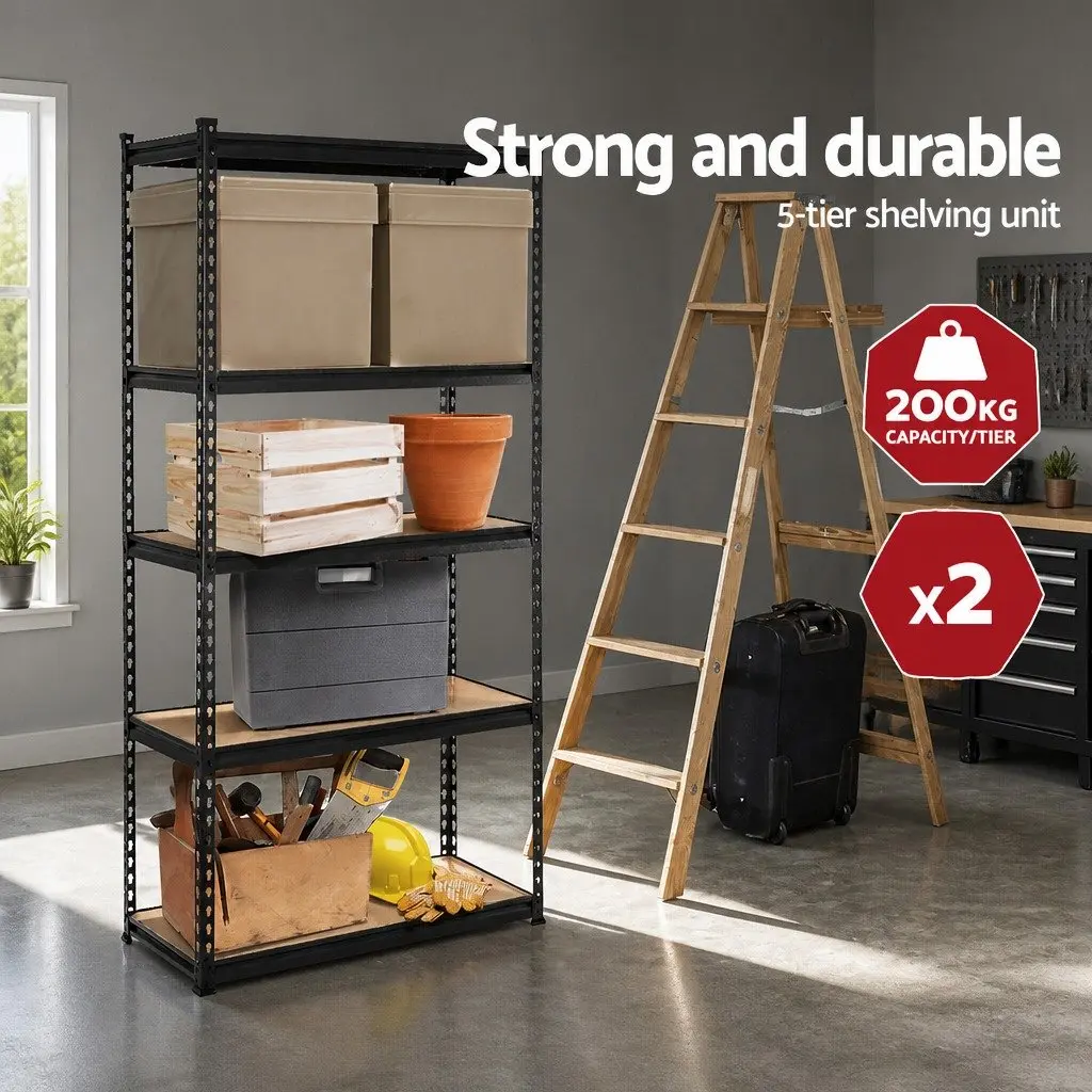 Garage Shelving Unit Adjustable Steel 90x40x180cm Black