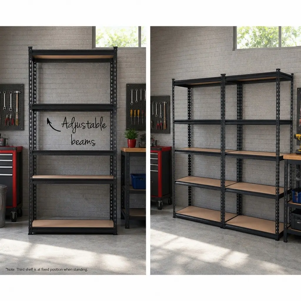 Garage Shelving Unit Adjustable Steel 90x40x180cm Black