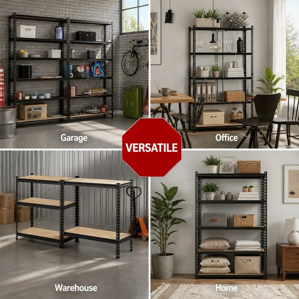 Garage Shelving Unit Adjustable Steel 90x40x180cm Black