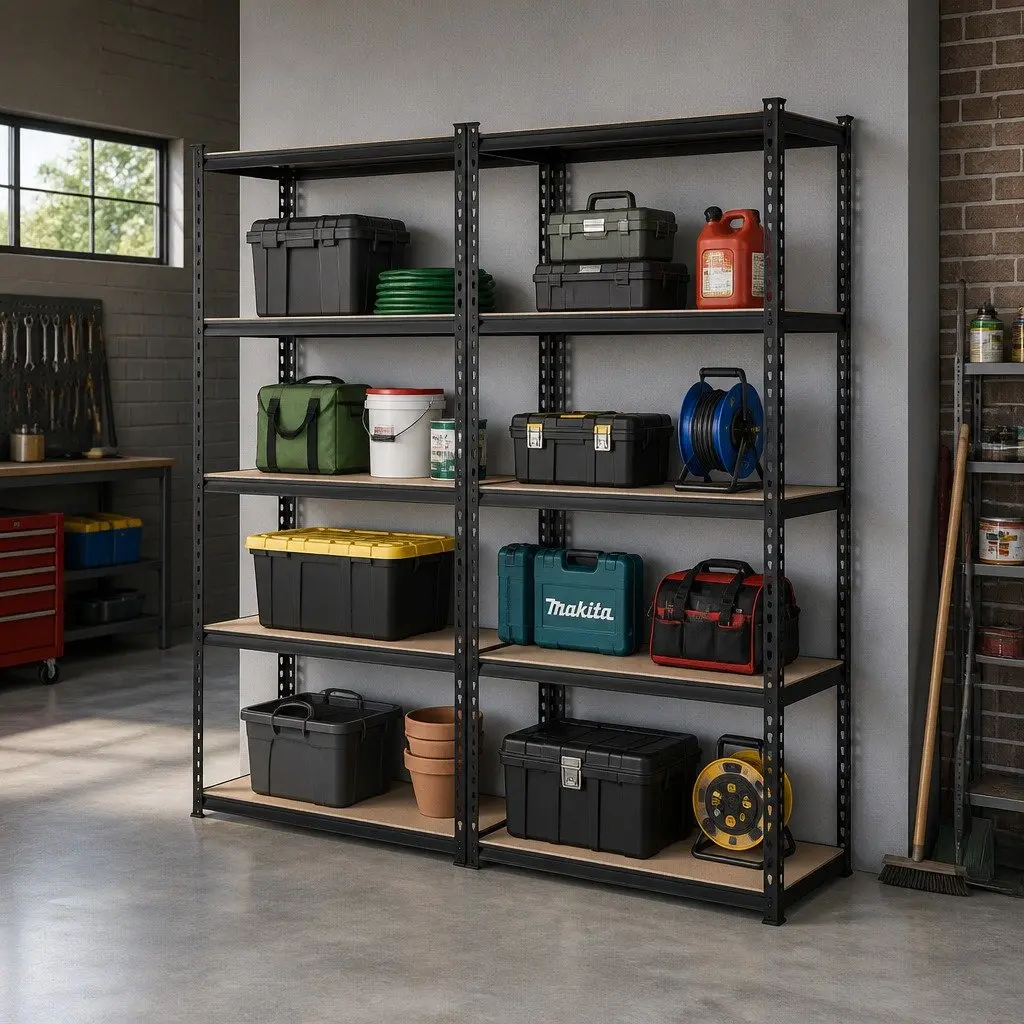 Garage Shelving Unit Adjustable Steel 90x40x180cm Black