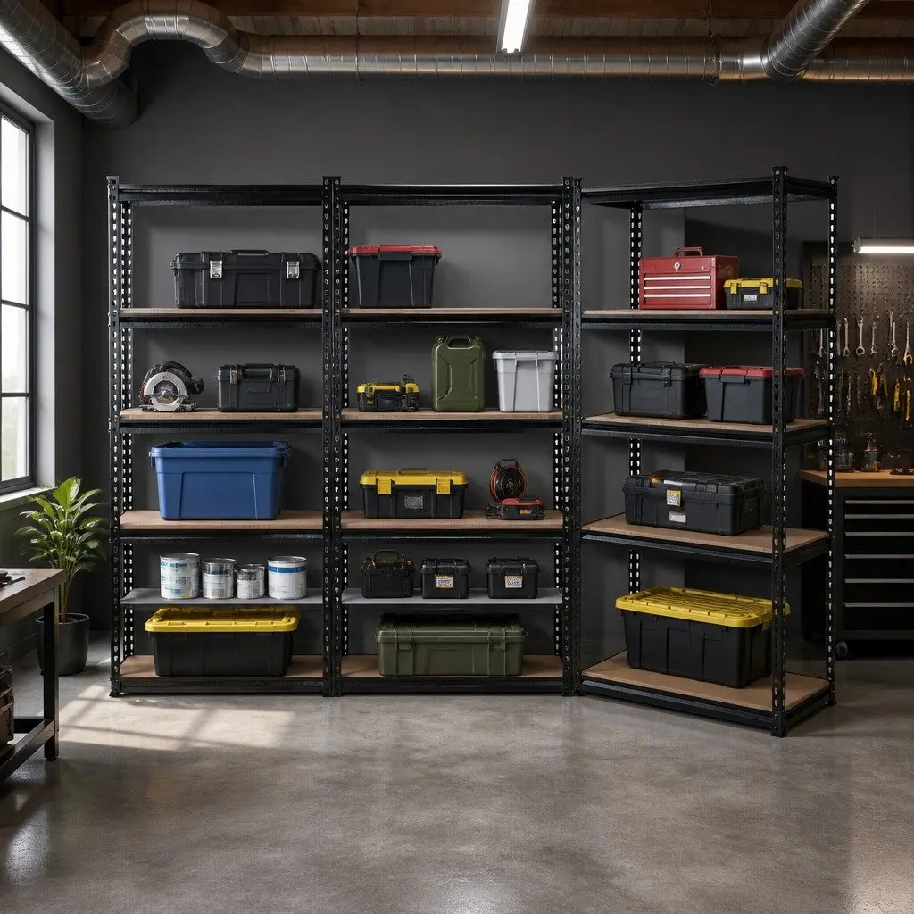 Garage Shelving Unit Adjustable Steel Storage Rack 90 x 40 x 180cm Black