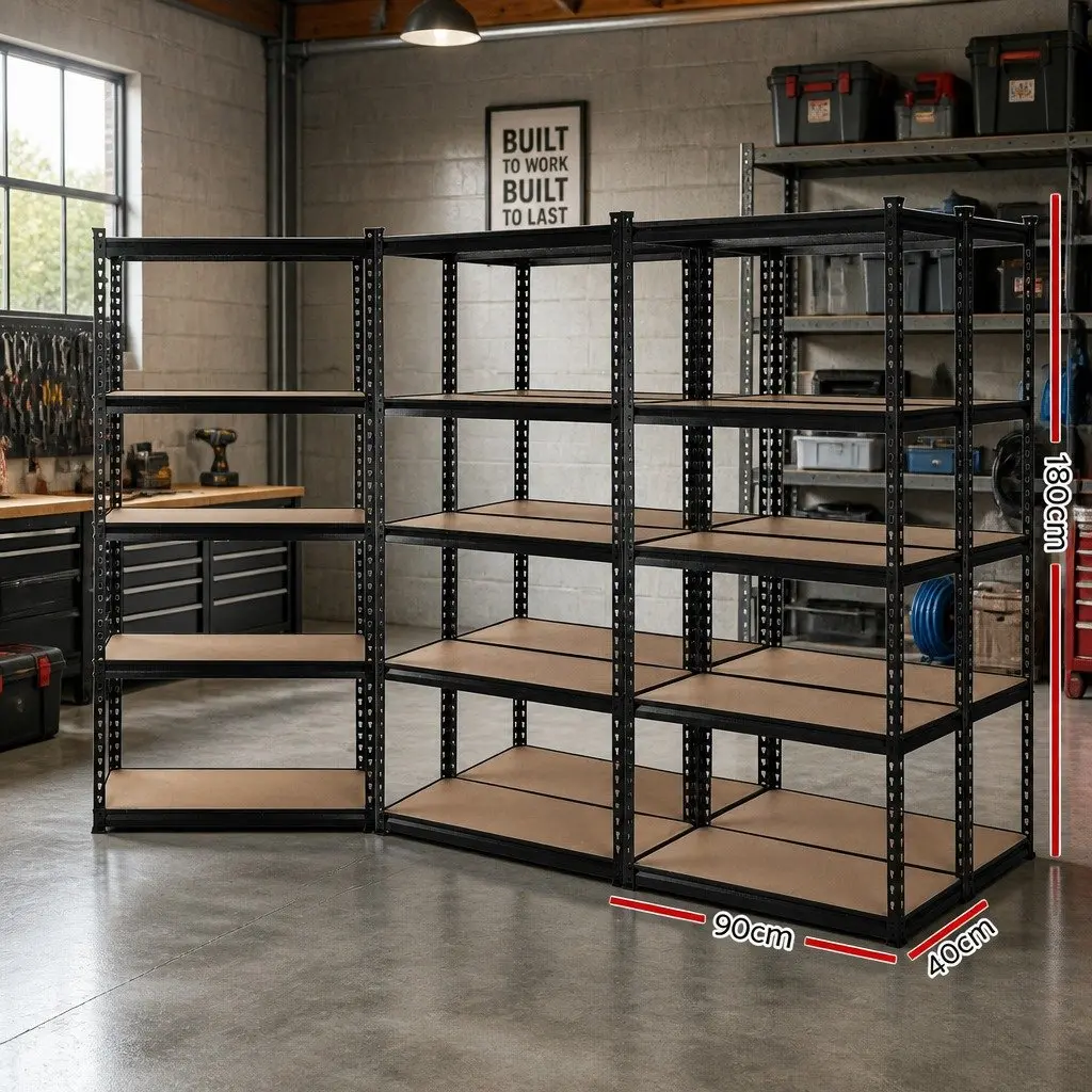 Garage Shelving Unit 5 Tier Warehouse Storage Rack Pallet Racking Shelf Black