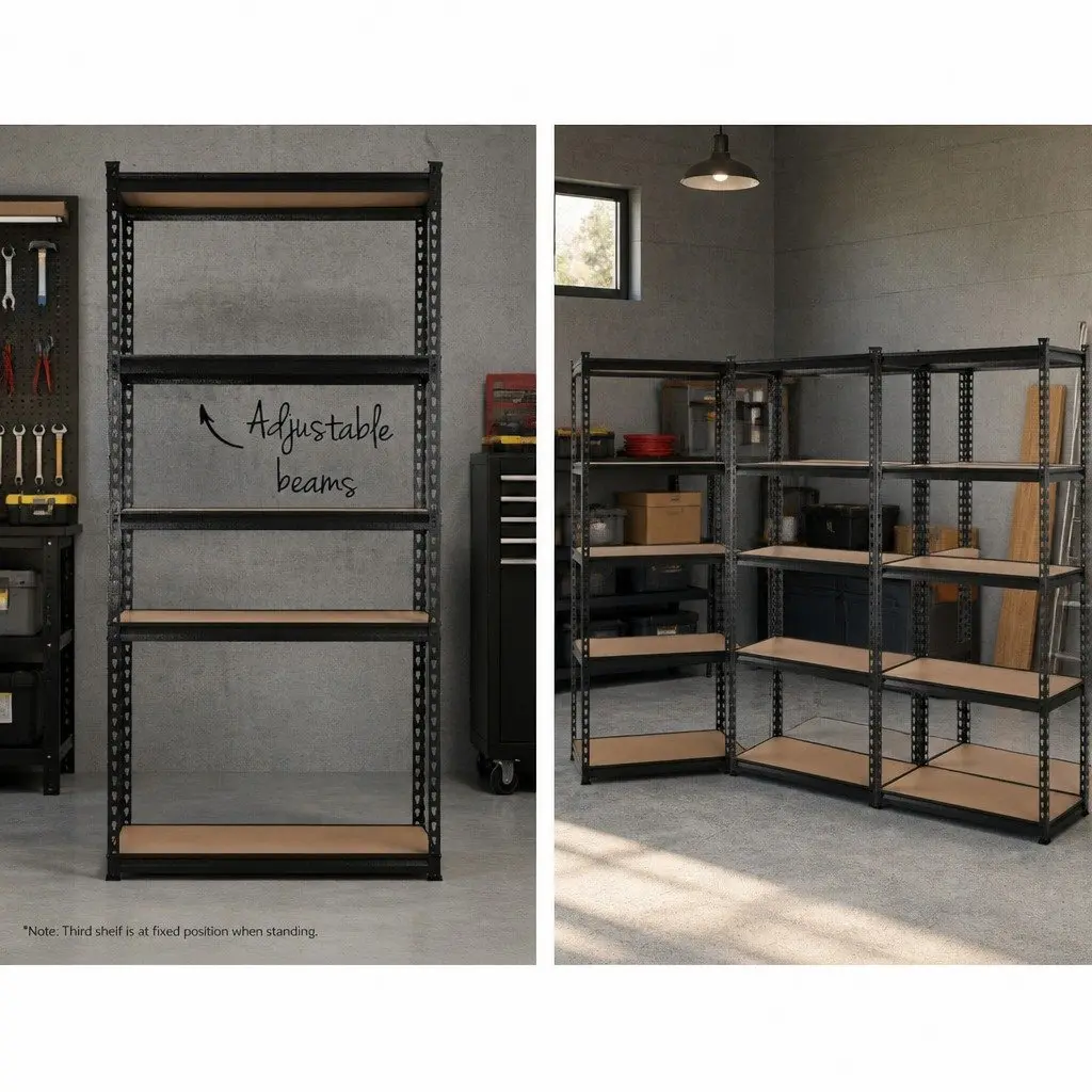 Garage Shelving Unit 5 Tier Warehouse Storage Rack Pallet Racking Shelf Black