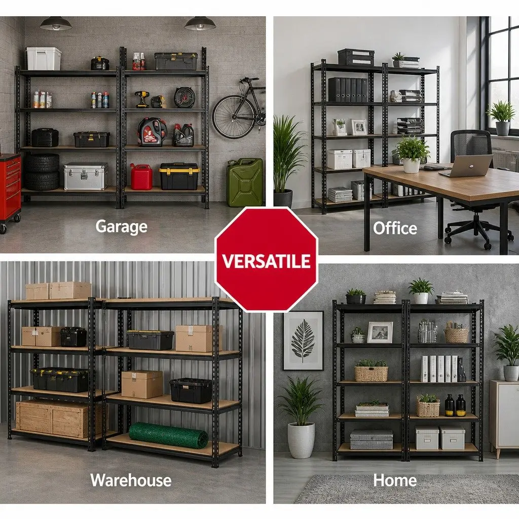 Garage Shelving Unit 5 Tier Warehouse Storage Rack Pallet Racking Shelf Black