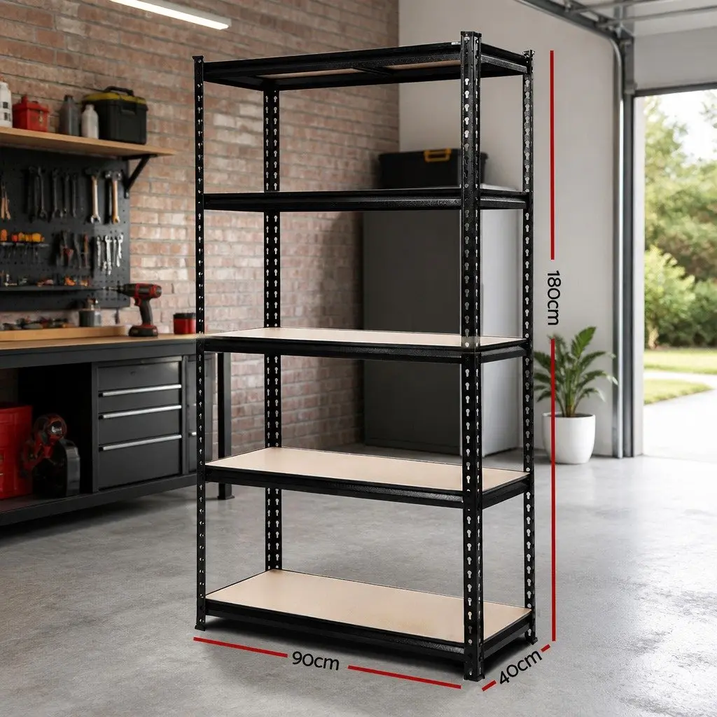 1.8M Garage Storage Shelving Rack Industrial Warehouse Pallet Racking Unit Black