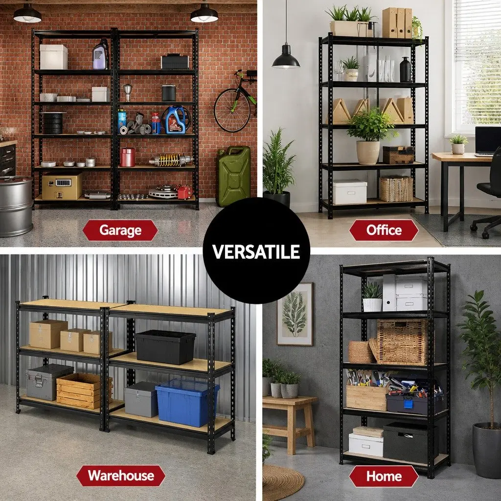 1.8M Garage Storage Shelving Rack Industrial Warehouse Pallet Racking Unit Black
