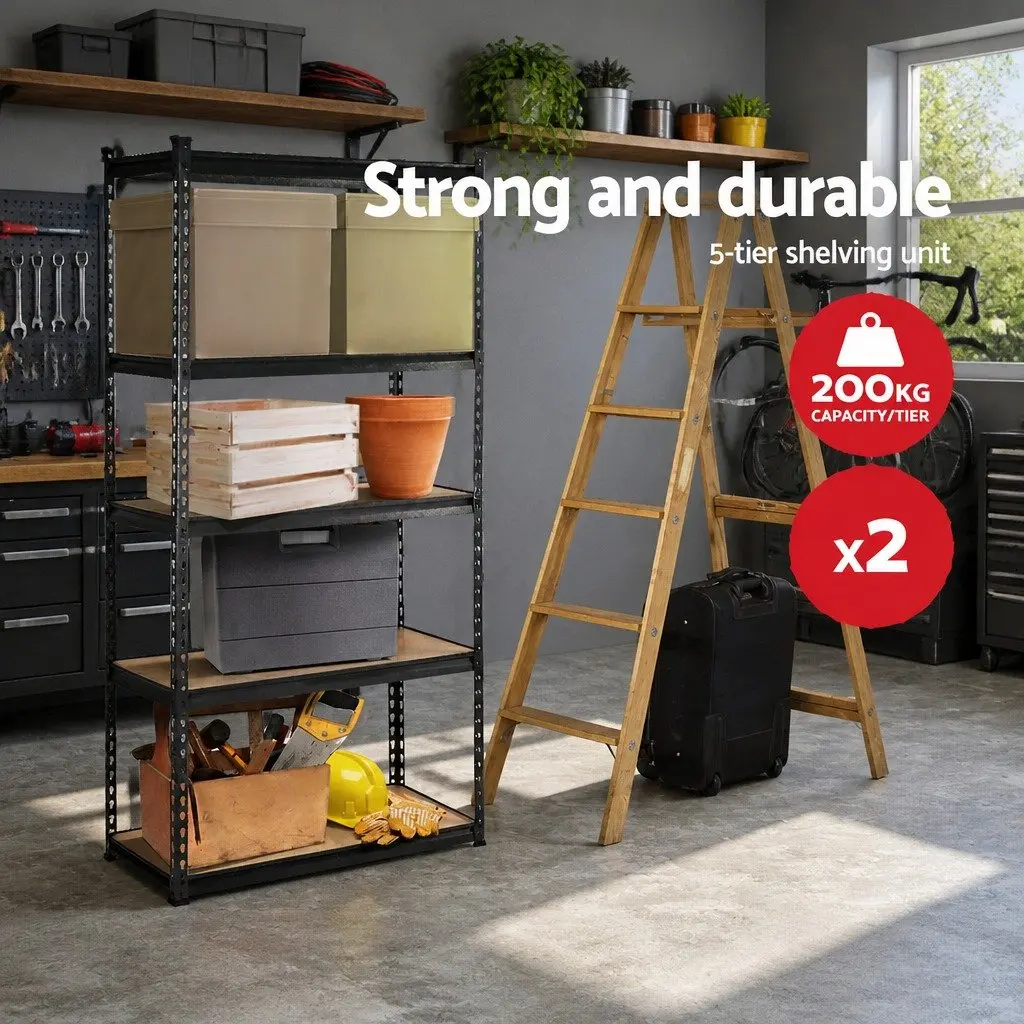 Heavy-Duty Garage Shelving Unit Adjustable 2x1.8M 5-Tier Storage Rack