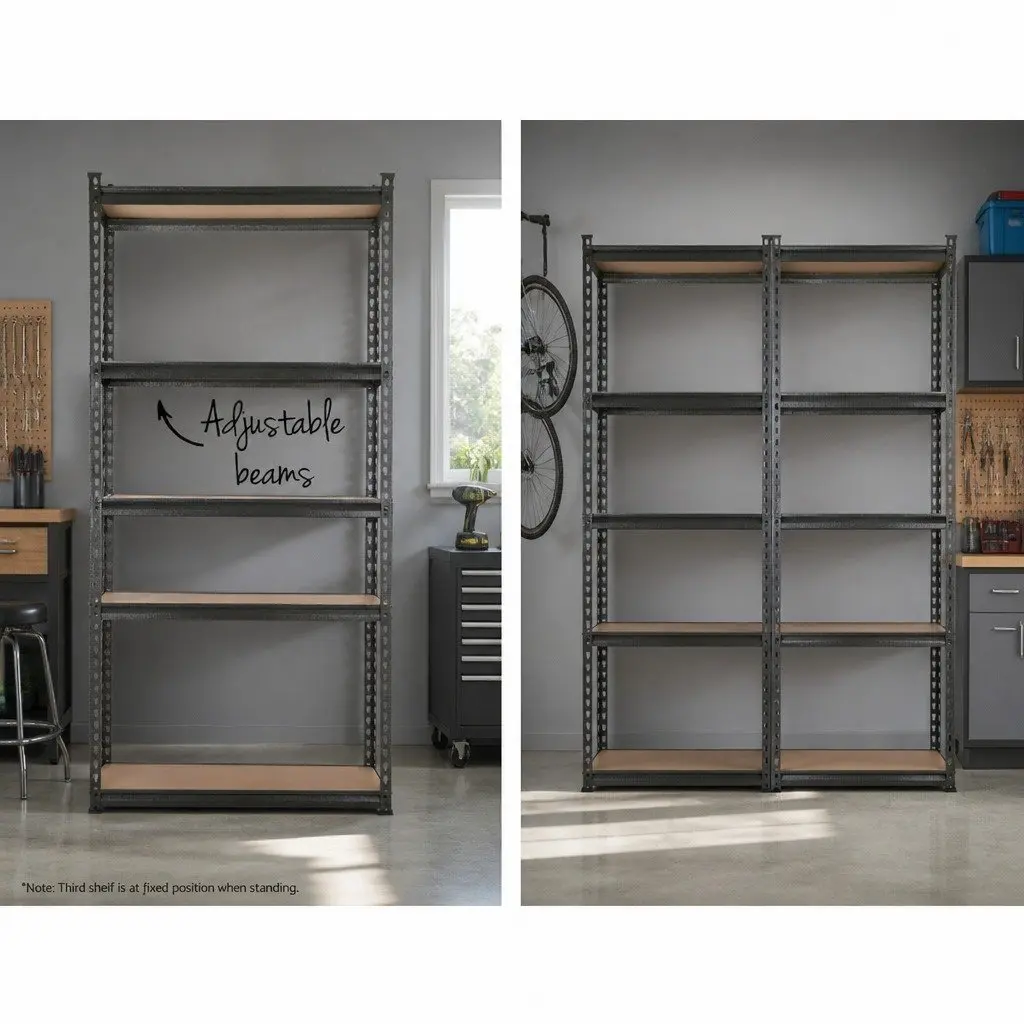 Heavy-Duty Garage Shelving Unit Adjustable 2x1.8M 5-Tier Storage Rack