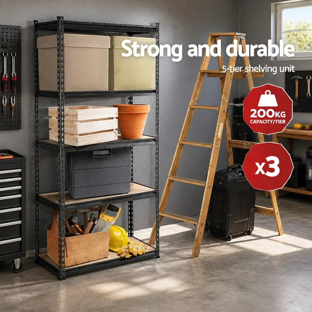 Steel Shelving Rack Heavy-Duty Adjustable 5 Tier 90x40x180cm