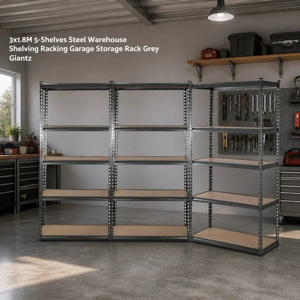 Steel Shelving Rack Heavy-Duty Adjustable 5 Tier 90x40x180cm