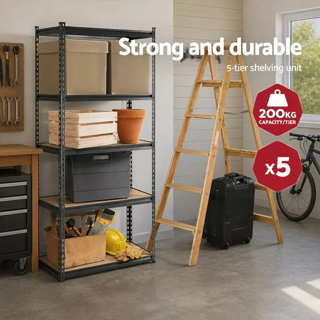 Garage Shelving Unit Adjustable Expandable 5 Tier Charcoal