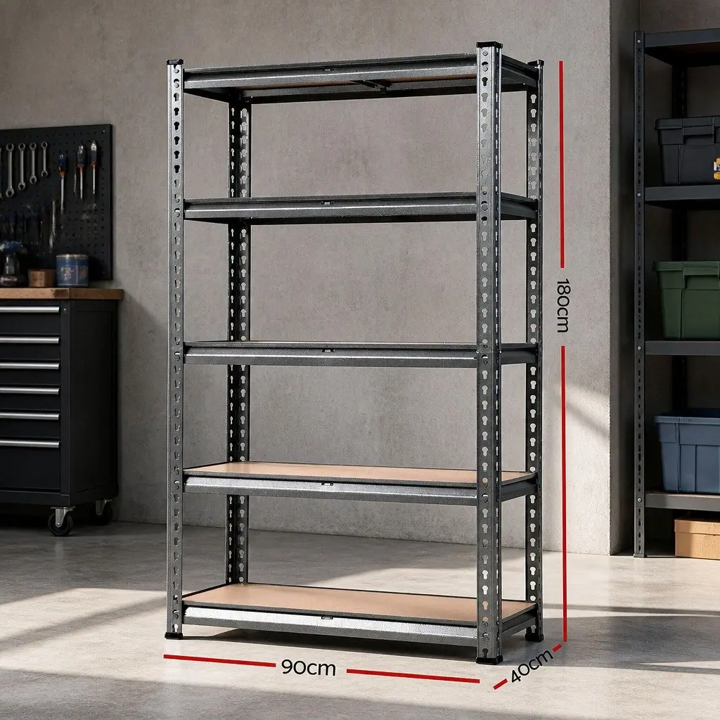 Garage Shelving Unit Adjustable 1.8M Storage Rack Steel Charcoal
