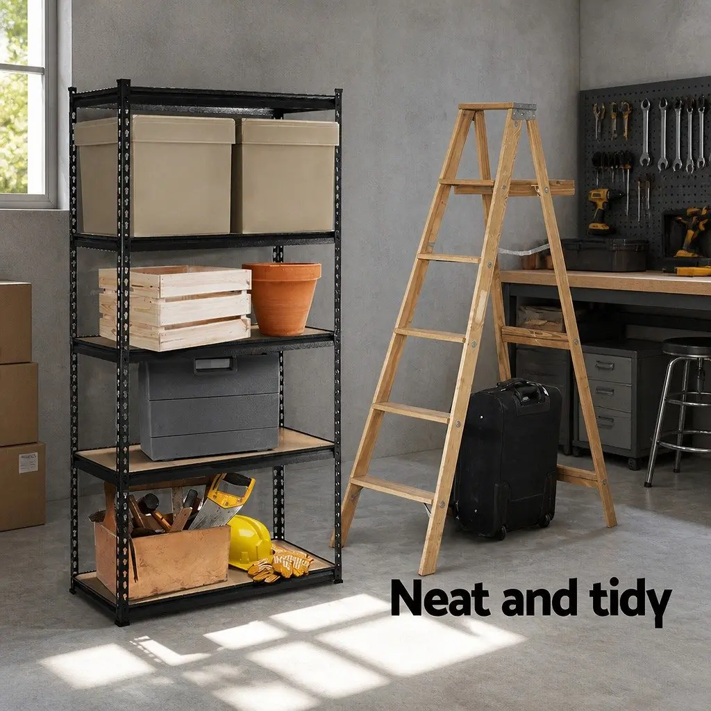 Garage Shelving Unit Adjustable 1.8M Storage Rack Steel Charcoal