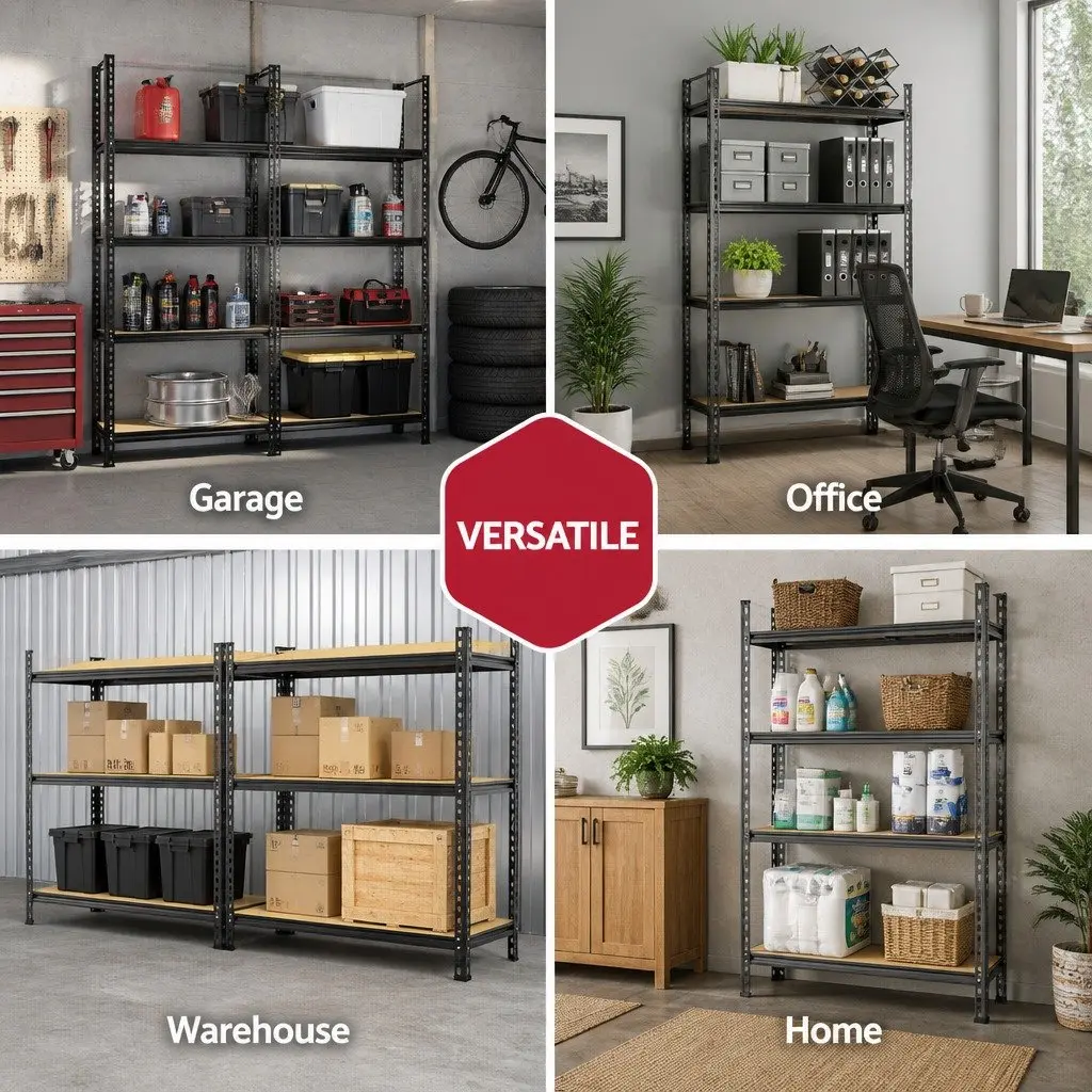 Garage Shelving Unit Adjustable 1.8M Storage Rack Steel Charcoal