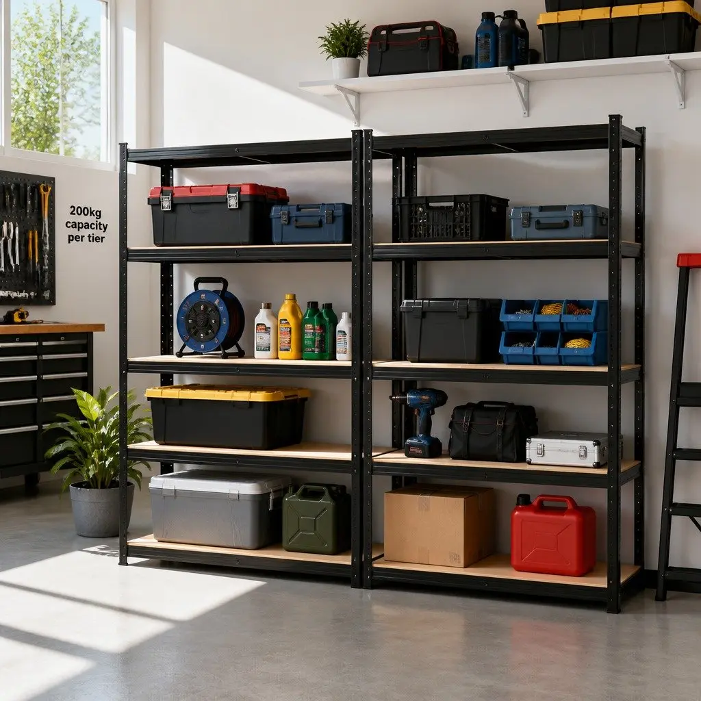 2x1.8M Garage Shelving Warehouse Rack Pallet Racking Storage Shelf Black