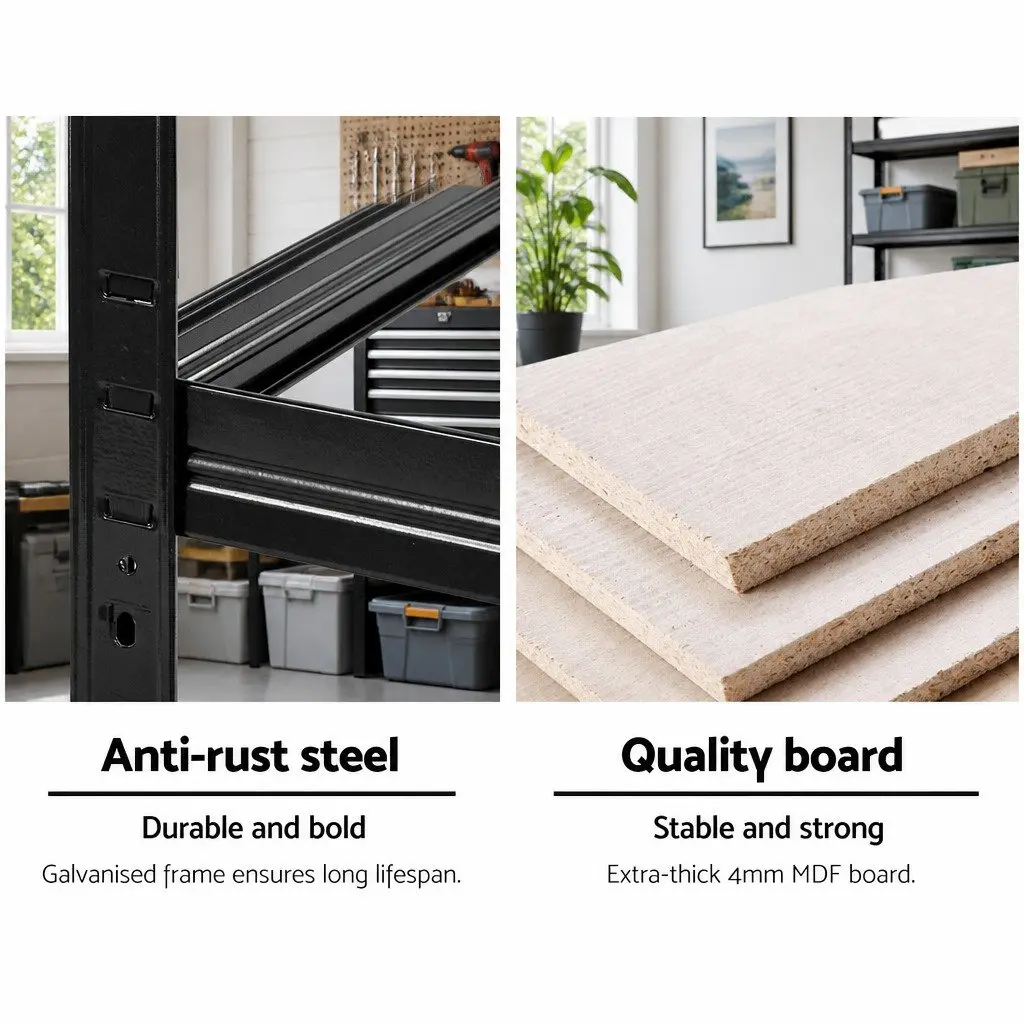 2x1.8M Garage Shelving Warehouse Rack Pallet Racking Storage Shelf Black