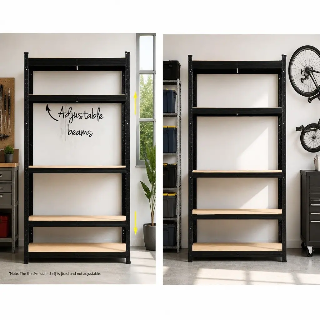 2x1.8M Garage Shelving Warehouse Rack Pallet Racking Storage Shelf Black