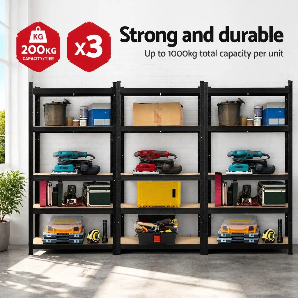 Garage Shelving Unit Adjustable Black 90 x 40 x 180cm