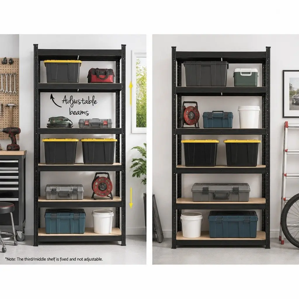 Garage Shelving Unit Adjustable Black 90 x 40 x 180cm