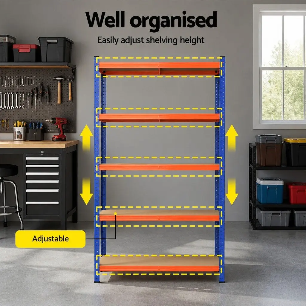 5-Tier Storage Rack Heavy-Duty Steel 1.8M Adjustable Shelving Unit